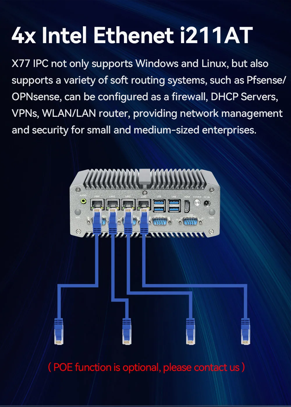 팬리스 산업용 미니 PC 컴퓨터, i7 10510U, 4x 이더넷 POE, 6x COM, 16x GPIO, 8x USB, LVDS, WiFi, 4G LTE, 윈도우, 리눅스 DC9V-36V