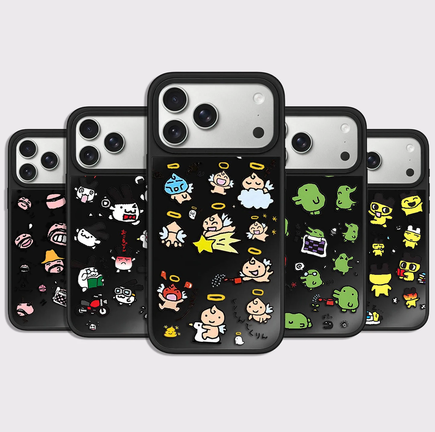 

Cartoon Angel Dolls Black Mirror Surface Magnetic Phone Case Cover for IPhone 12 13 14 15 16 17 Pro Max Case for IPhone 17 Air