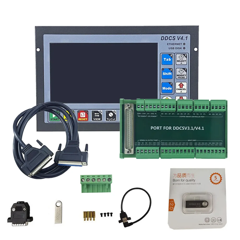 DDCSV4.1 3/4 Axis Independent Offline Controller Machine Tool Engraving And Milling Cnc Motion Control System With E-Stop MPG