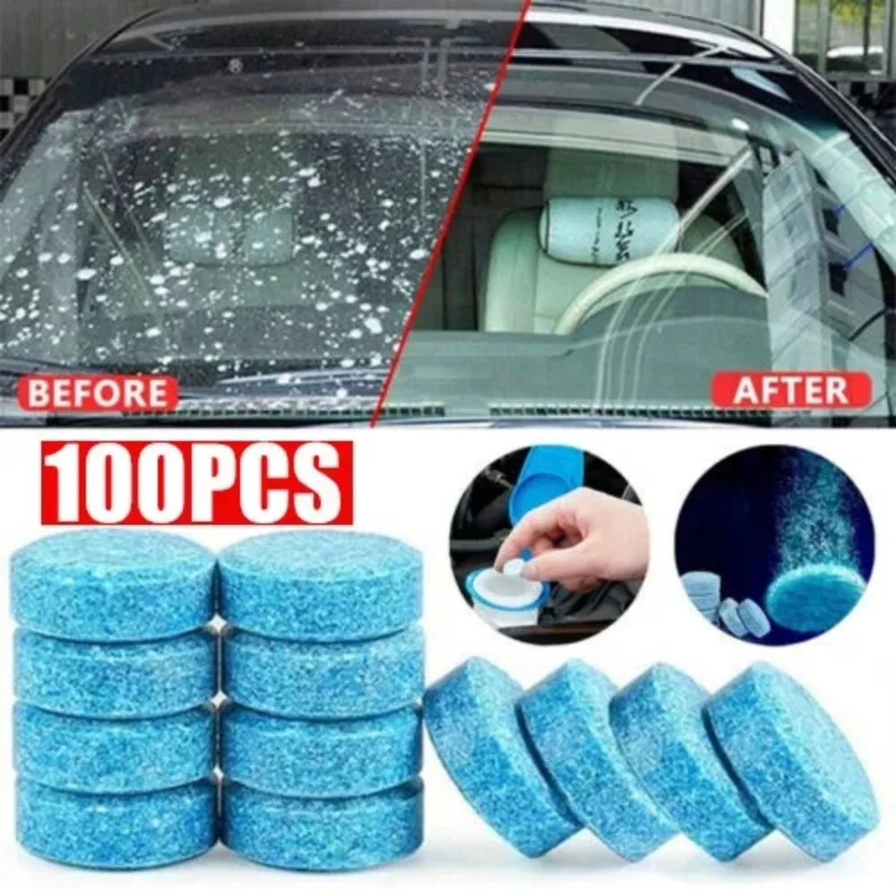 100/10pc Solid Cleaner Car Windscreen Cleaner Effervescent Tablet Auto Wiper Glass Solid Cleaning Concentrated Tablets Detergent