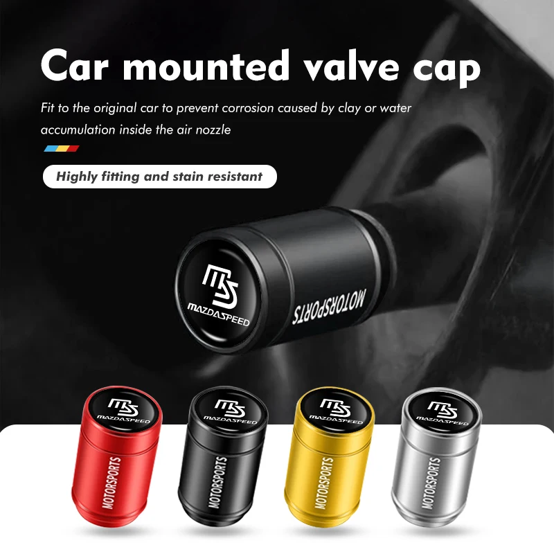 4pcs Car 3D Aluminum Alloy Wheel Tire Valve Cap Accessories For Mazda Atenza Demio CX3 CX5 CX7 CX30 MX3 MX5 Speed MPE MS