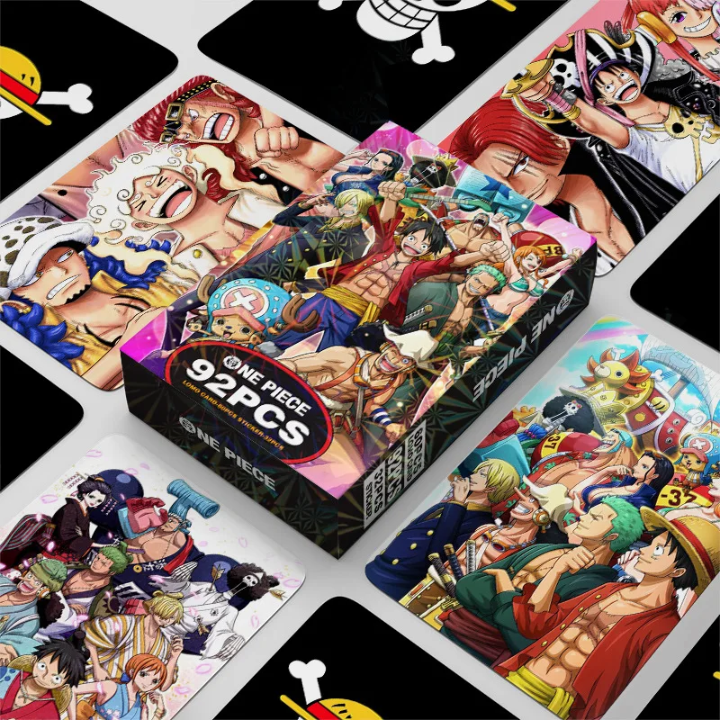 92Pcs/Set One Piece Series Cartoon Lomo Cards HD Printd Photocards And Stickers Luffy Hancock Zoro Sanji Nami Collection Gifts