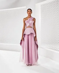 Pink One Shoulder Prom Dress Sleeves With Floor-Length Evening Summer Elegant Party Dress For Women2024customizedCL-718