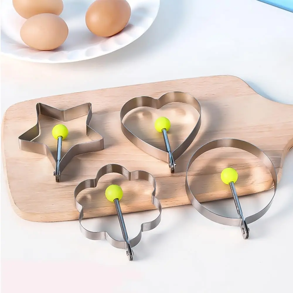 1/2pc Stainless Steel Pancake Molds for Griddle & Egg Shaper for Frying Pan Egg Ring Pancake Maker with Handle Eggs & Omelettes