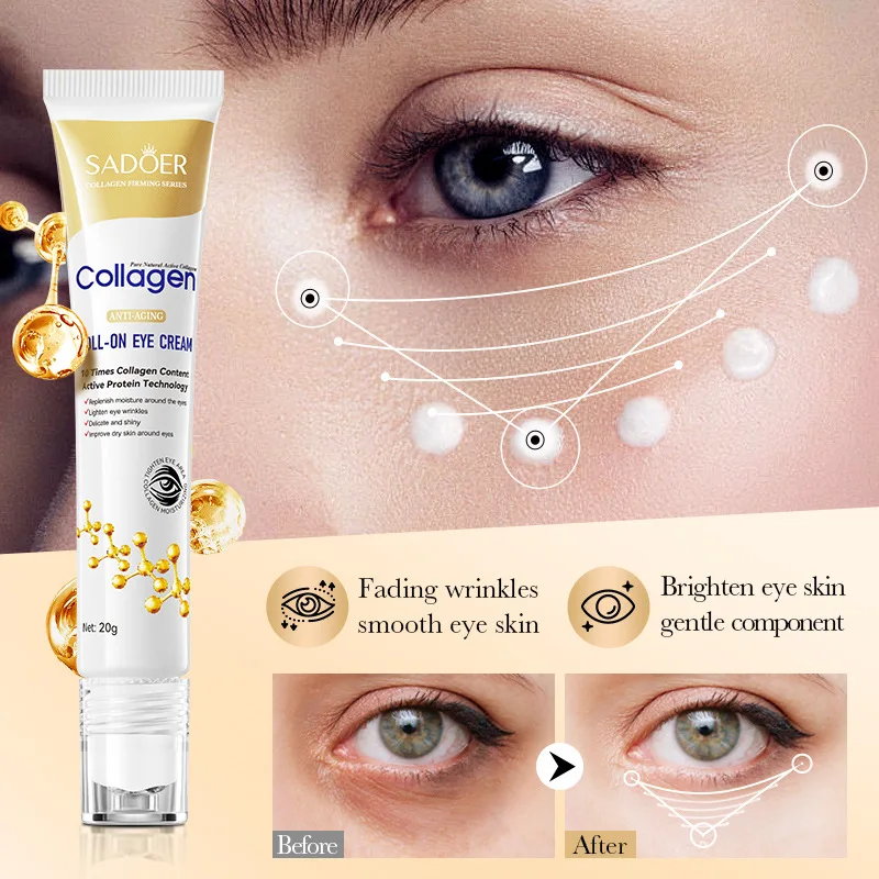 Collagen Moisturizing Eye Cream Support Eye Skin Elasticity Soften Under-Eye Dullness Smooth Puffy Eye Area Daily Eyes Skin Care