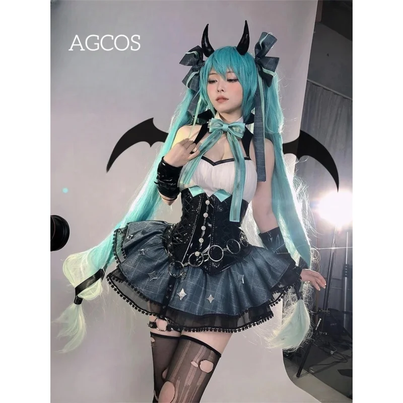 

AGCOS Anime Miku Little Demon Raccoon Cosplay Costume Woman Halloween MIKU Devil Cute Cosplay Dress