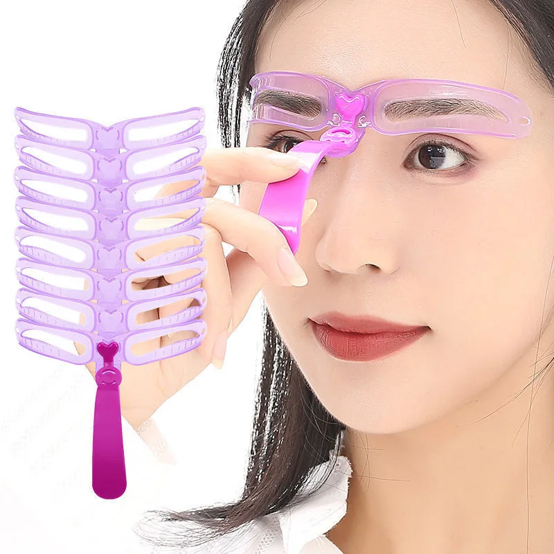 8 In 1 Reusable Eyebrow Stencil Beauty Makeup Brow Stamp Template Eyebrows Shape Set Eye Brow Makeup Tools