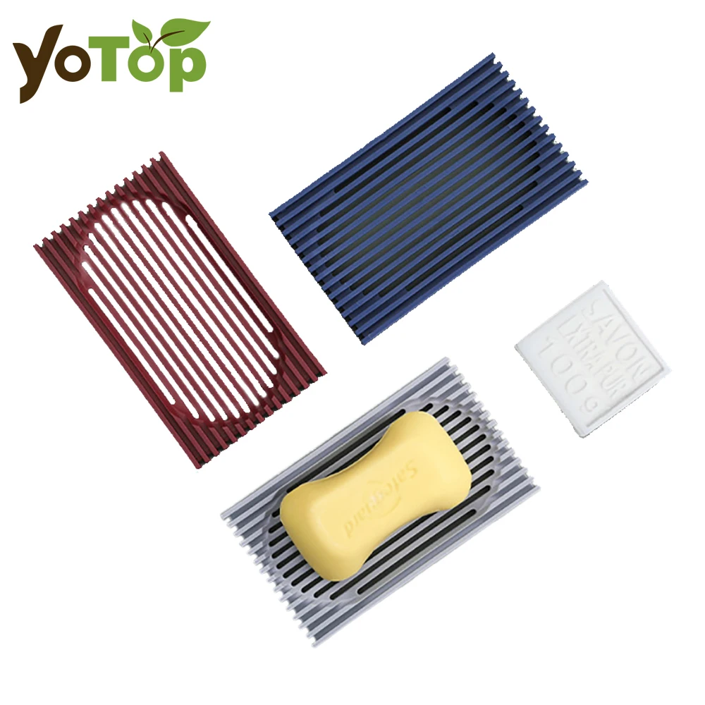 1Pcs Bathroom Silicone Flexible Soap Dishes Storage Holder Soapbox Plate Tray Drain Bath Tools Simple Creativity Soap Box