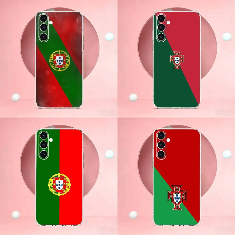 Portugal Flag Print Custom Design Phone Case For Samsung Transparent Soft TPU Case A73,A72,A71,A70,A53,A52,A51