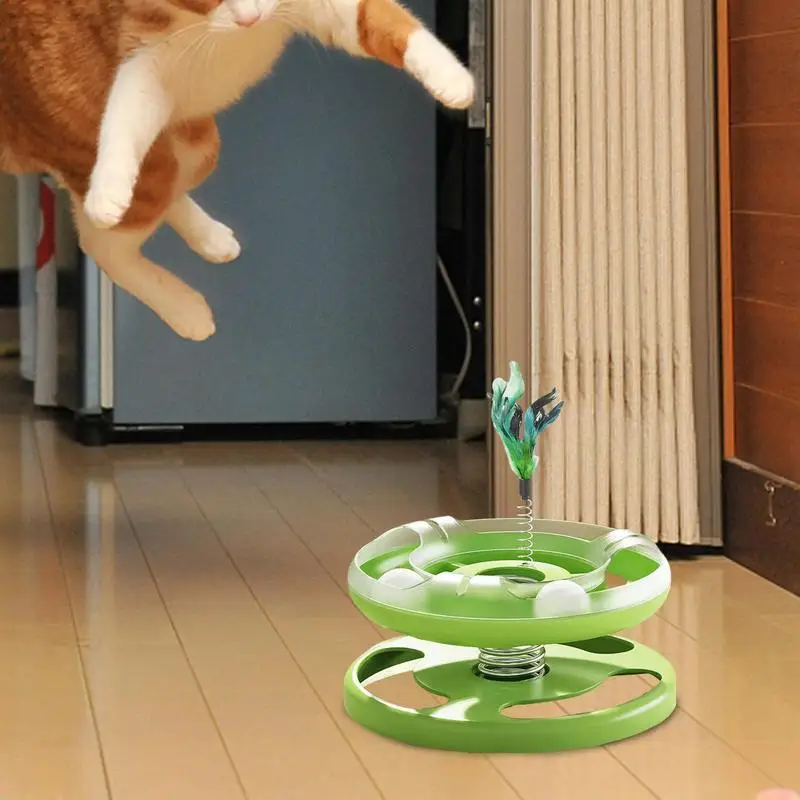 Cat Toy Ball Track Funny Cat Spring Toy Cat Ball Tower Feather Cat Puzzle Toys Stimulating Cat Toys For Pets Cats Kitten