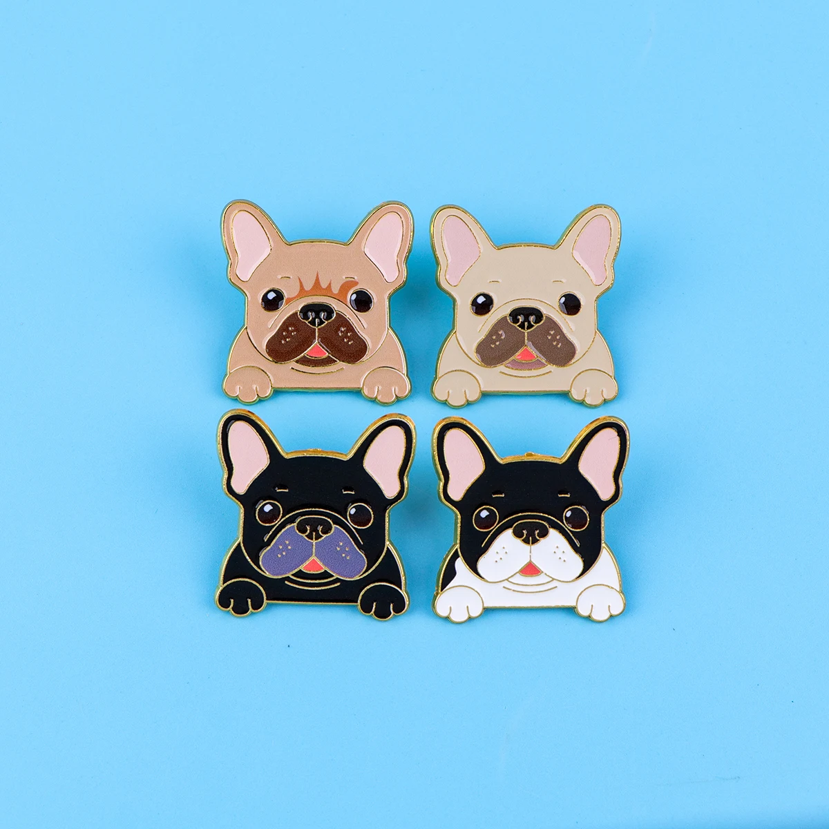4pcs Bulldog Enamel Pin Cartoon Dog Brooch For Coat Women's Brooches Backpack Pins Animal Badges Jewelry Gift for Friends