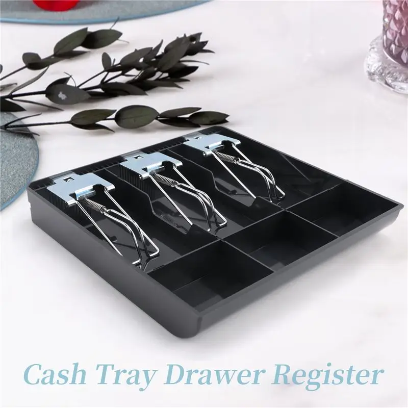 BHBD-3-Grid Money Cash Coin Register Insert Tray Replacement Cashier Drawer Storage Register Tray Box Classify Store
