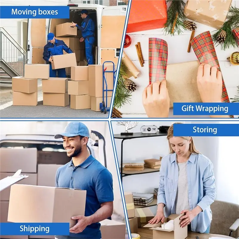 Mar.Gift Wrapping 2 Inch X 55 Yd Clear Packaging Tape, 4 Rolls With Dispenser, For Moving Boxes, Shipping Mailing
