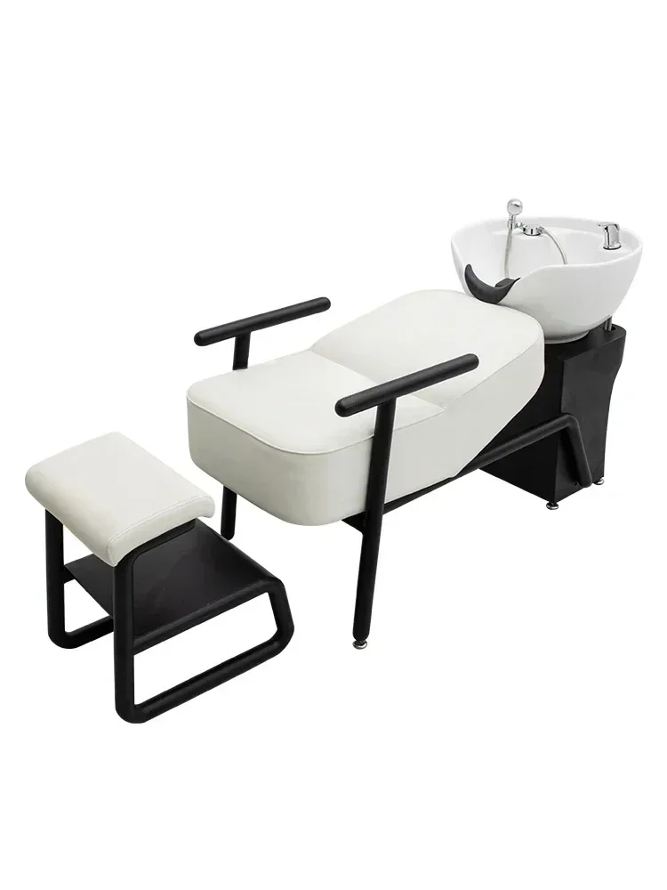 Hair  Lying Half Shampoo Chair Hair  Flushing Massage Couch Barber Shop Ceramic Basin