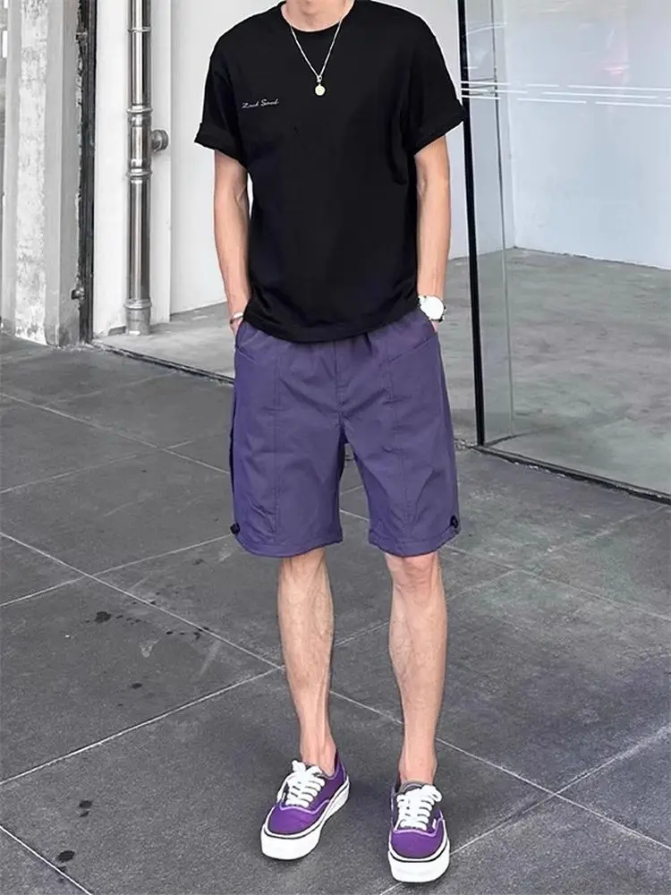 

Loose Fit Men's Workwear orts Summer Trendy Brand Large kets Qui Dry Casual Straight Leg Five-Quarter Length Pants