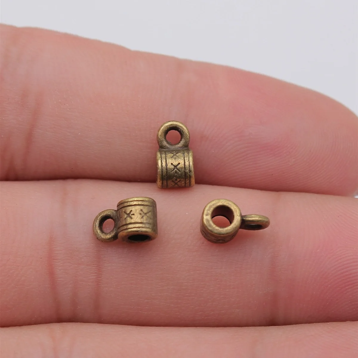 20pcs 8x5x5mm 2 Colors Carved Pattern Tube Spacers Beads Big Hole Beads Jewelry Findings