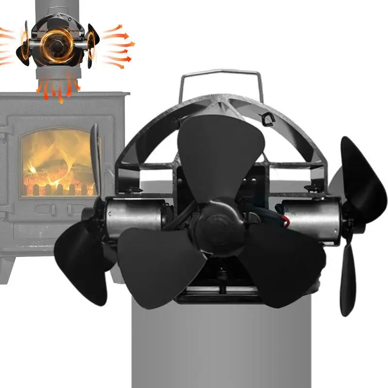 Ventilateur de cheminée rotatif à 360 °, ventilateur de poêle à 3/4 °, poêle à bois, cuillère à soupe, silencieux, distribution efficace de la