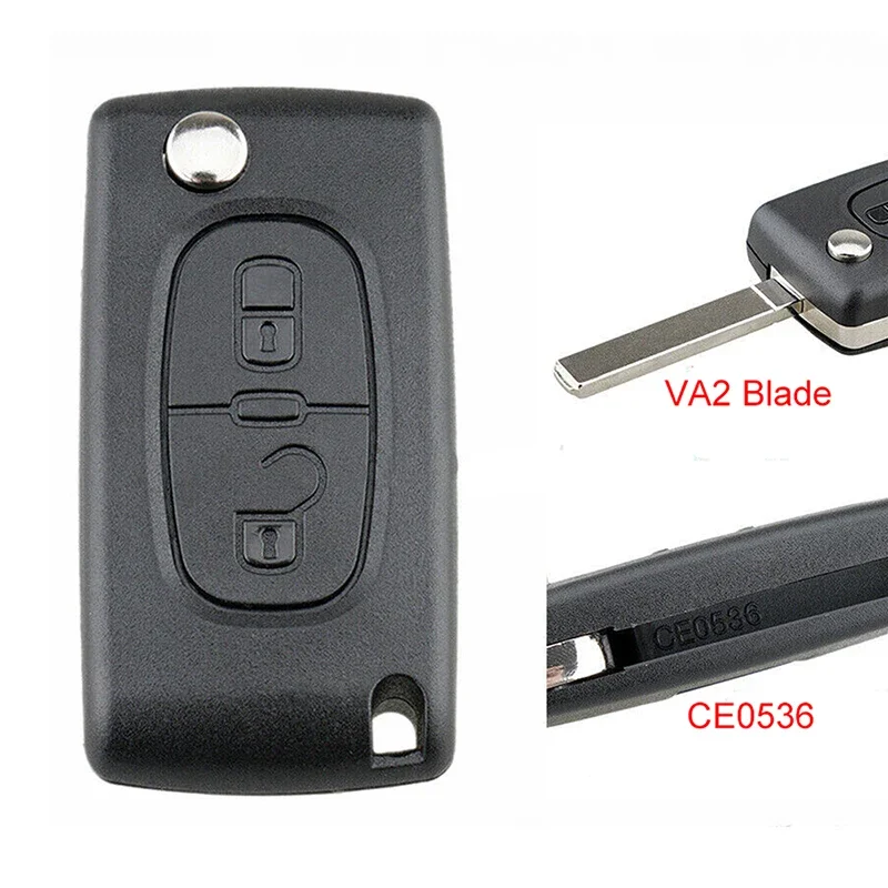 2-przyciskowy pilot zdalnego sterowania VA2 Czarny CE0536 Zamiennik do Citroen Berlingo 2009 2010 2111-2016 Floding Key Shell