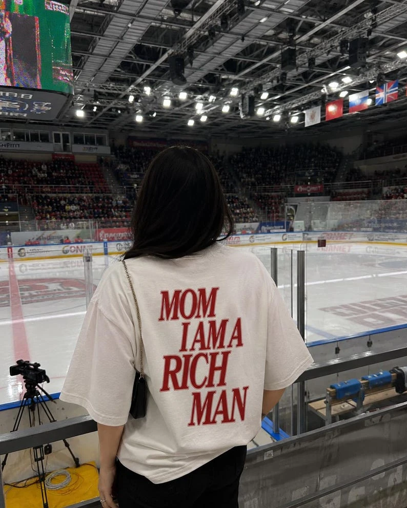 Camiseta 'Mom I Am a Rich Man', Camiseta con Estampado Audaz, Vintage, Holgada, Unisex, para Hombre y Mujer, Ropa de Verano de Manga Corta