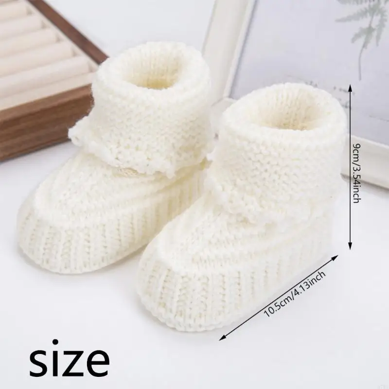 97BE Baby Booties newborns First Walkers Soft Knit Shoes Elegant Knit Baby Booties Comfortable Wearing for Infant Boy & Girls view 6