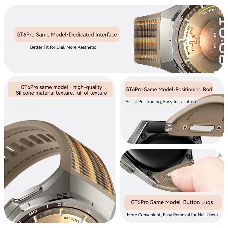 Nylon+Silicone Sport Strap For Huawei Watch GT6 Pro 46mm Woven Bracelet Wristband Replacement Watchbands image 2