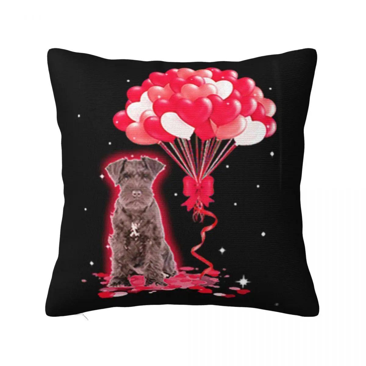 Miniature Schnauzer Dog Love Balloons Heart Homme Vintage Cartoon Gift Creative Design Latest Pillow Case