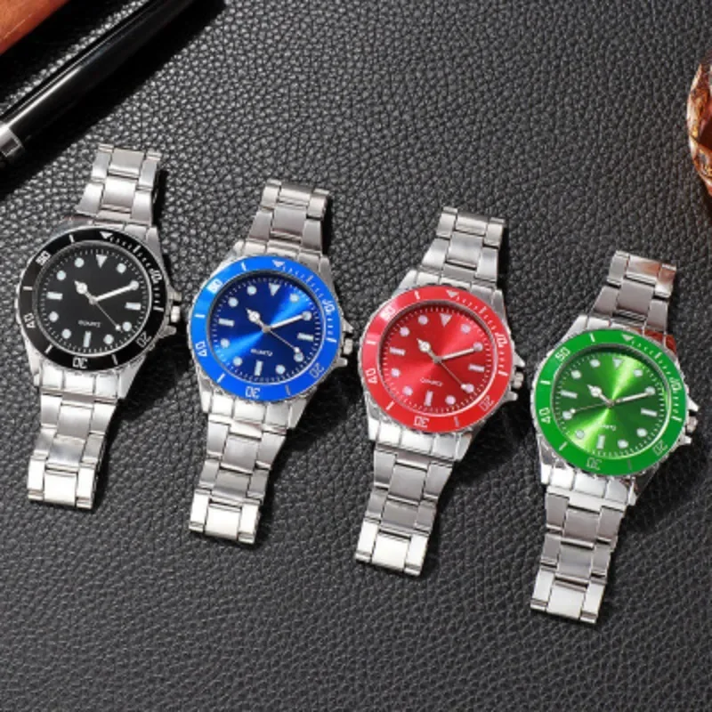 

High Quality Fashion Business Men Luxury Brand Steel Quartz Watch Green Classic Luxury Clock Retro Wristwatch Relogios Masculino