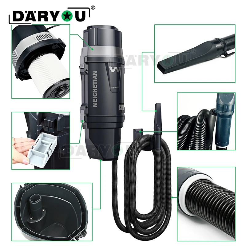 DarYou Wall Mounted Garage and Car Vacuum with 30 Ft Hose Ideal for Jobsite Garage Car & Workshop New Technology