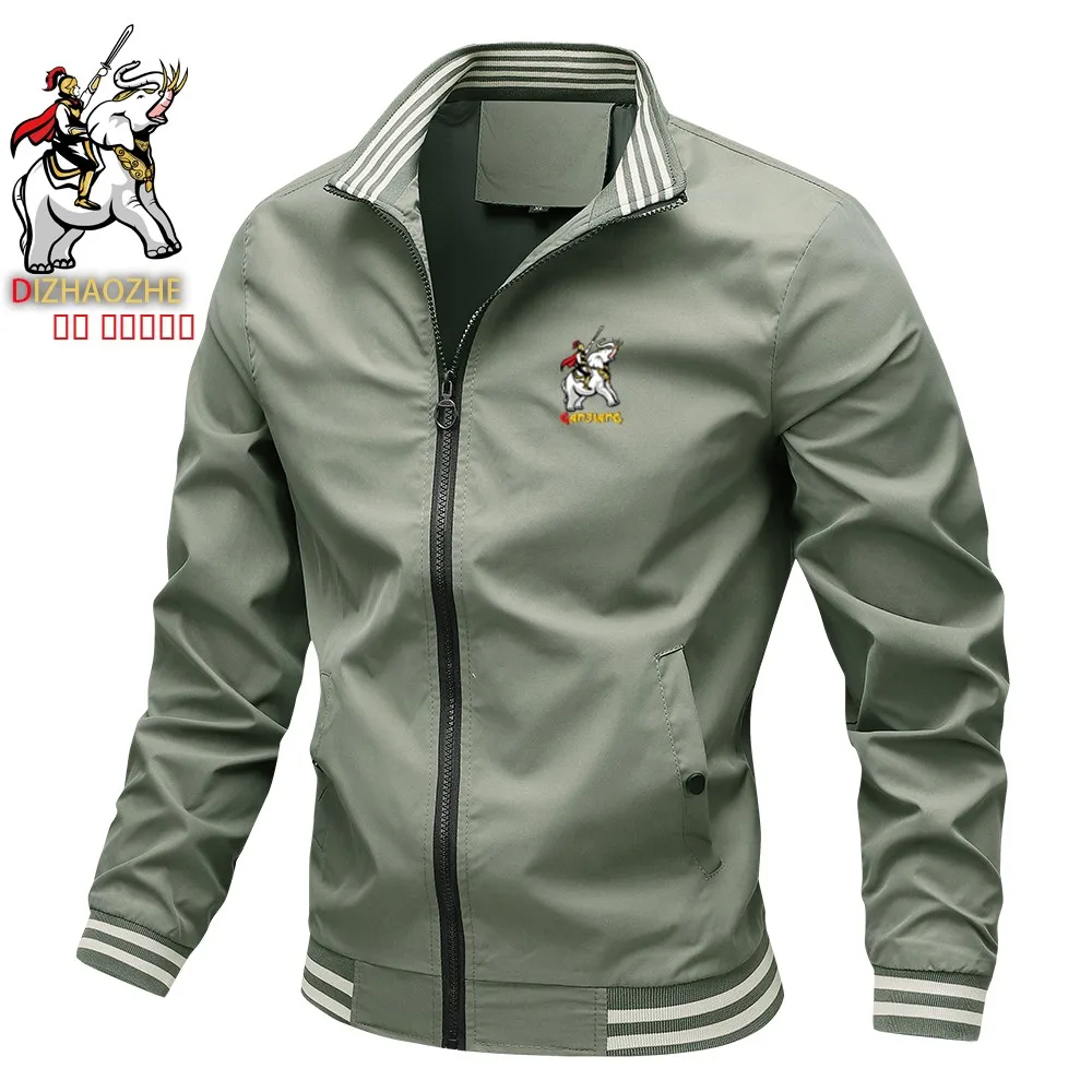 

Повседневная мужская куртка с принтом, приталенный воротник-стойка, весна-осень, модный дышащий полиэфирное волокно, длинная застежка-молния...