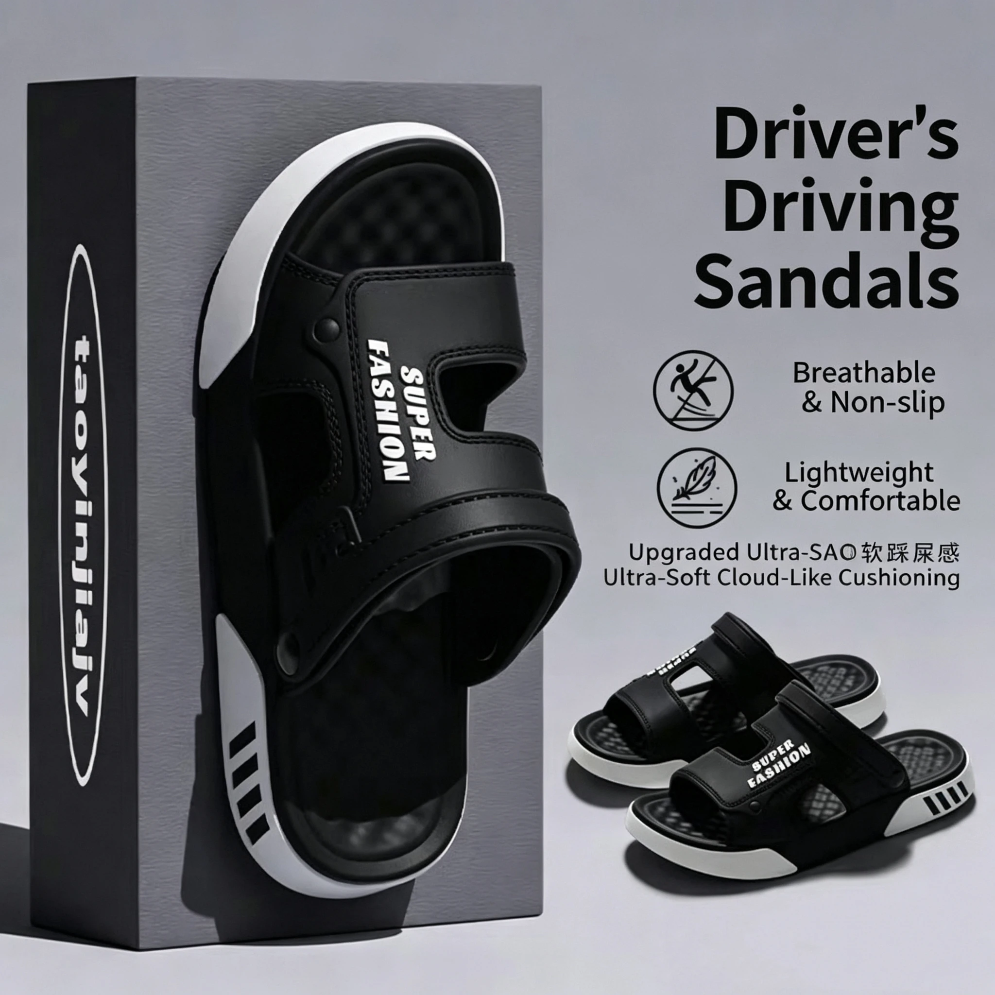 Summer Men’s Sandals EVA Soft-soled Platform Slides Slippers Indoor Outdoor Walking Beach Shoes Flip-Flops Mens Home Shoes