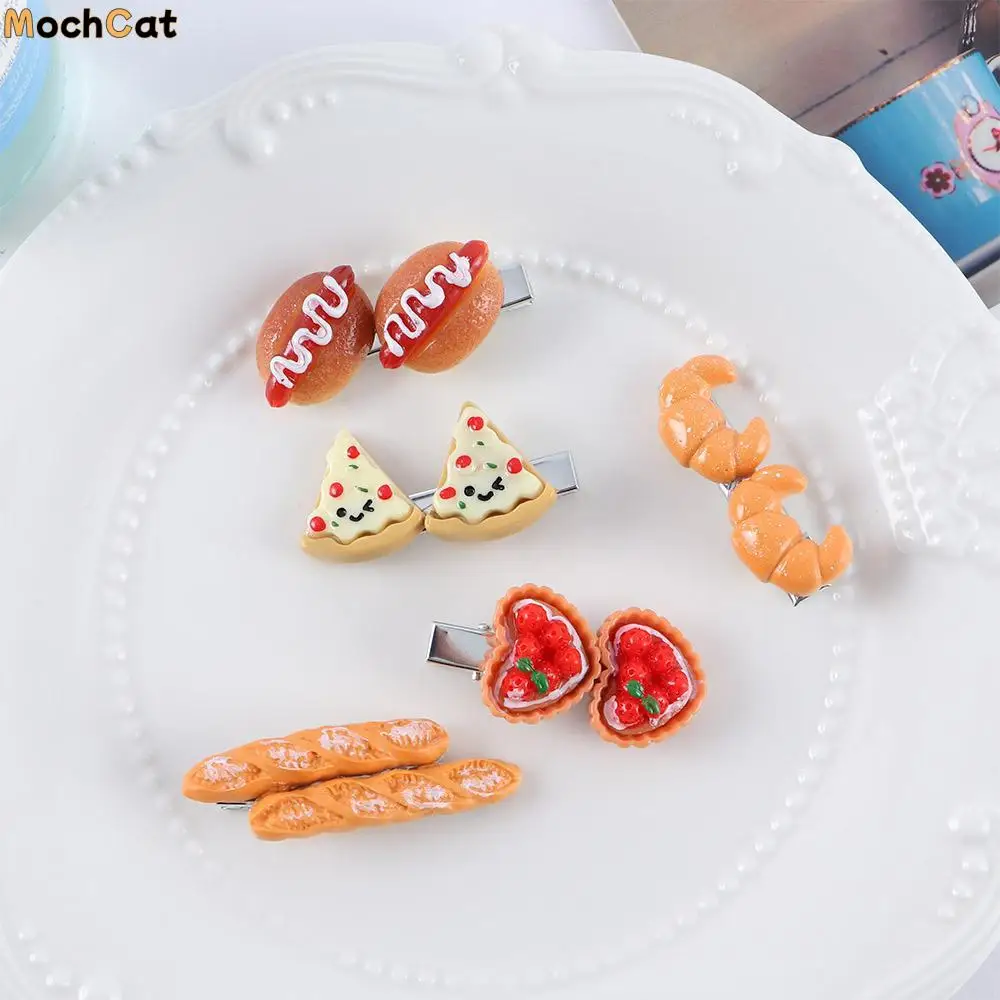 

Headwear Geometric Croissant Pizza Egg Tart Hot Dog Women Hair Clips Korean Barrettes Duckbill Side Clips BB Hairpins