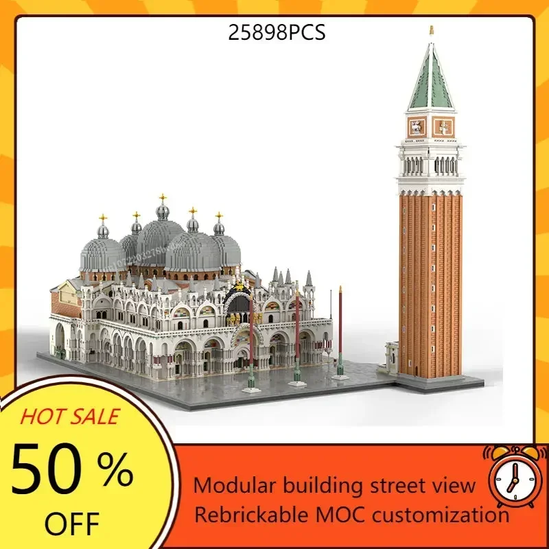 

St Mark Square Cathedral Modular MOC Creative street view Model Building Blocks Architecture DIY Education Assembly Model Toys