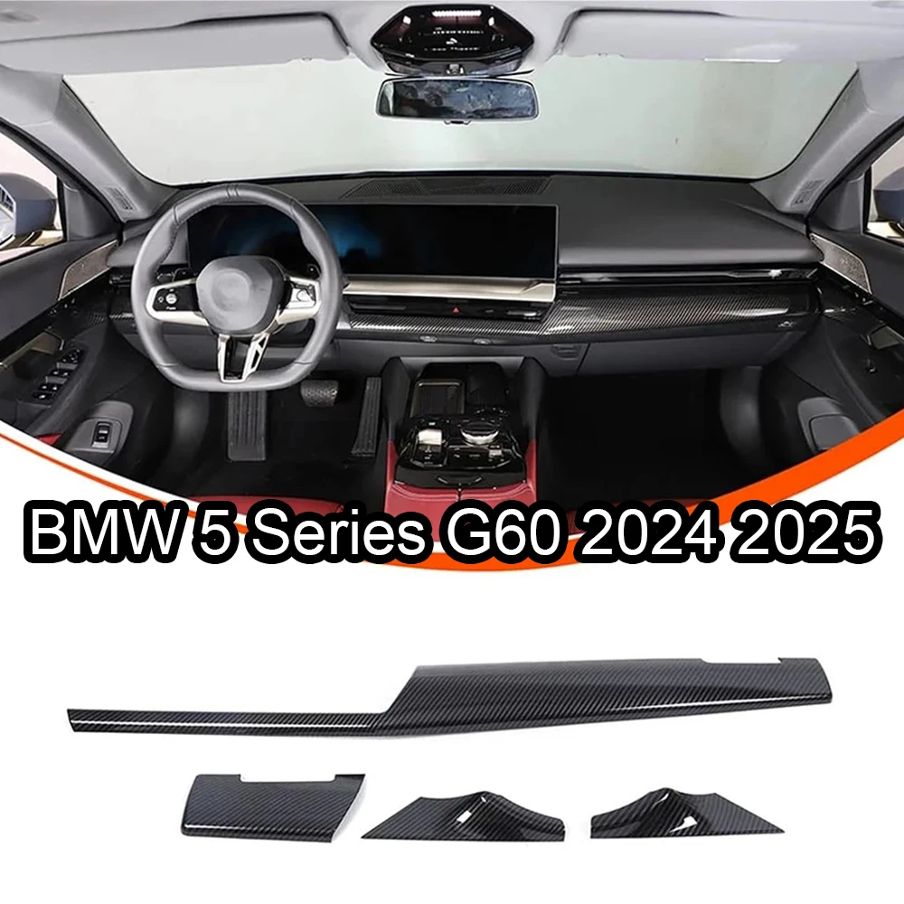 

For BMW 5 Series M60 G60 G68 2024 2025 Carbon Fiber Door Inner Handle Center Control Around Trim Stickers Front Decorative Cover