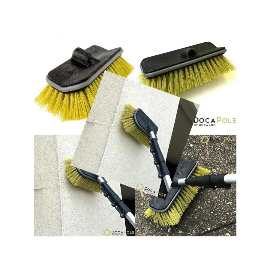 

New DOCA Scrub Brush Attachment For Long Handle Extension Pole - Outdoor Broom And Scrubbing Brush For House Floor Deck Patio C