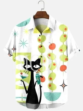 

Halloween Cat Sketch 3D All Over Printed Hawaiian Shirt Men For Women Casual Breathable Hawaiian Short Sleeve Shirt