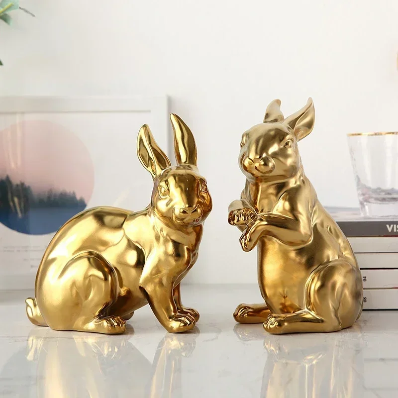 Mascot Golden Hare Zodiac Desktop Gift Liquor Zodiac Creative Fortune Cute Ceramic Rabbit Decorations Ornaments