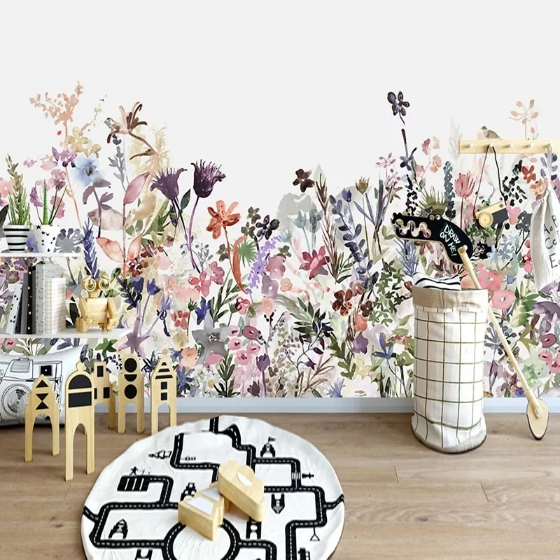 Custom 3D Wallpaper Modern Simple Hand-painted Flower Mural Nordic Style Living room sofa TV background wall bedroom restaurant