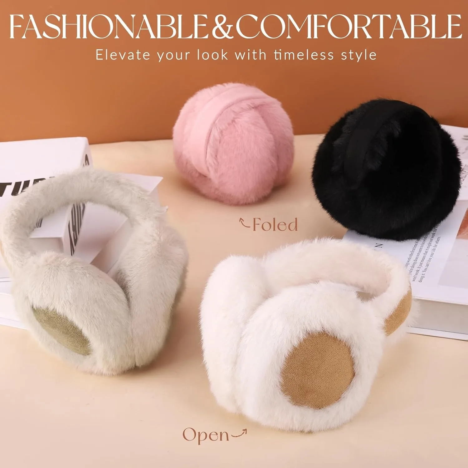 Women Suede Plush Earmuffs Wool Solid Plush Warm Outdoor Skiing Cycling Windproof Cold-Proo Winter Fluffy Ear Muffs Earflap