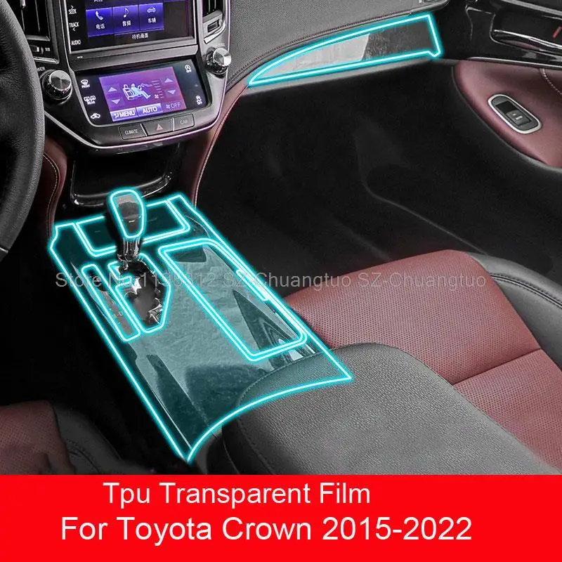 Tpu Transparent protector Film for Toyota Crown 2015-2022Car Interior Center Console Gear Air Dashboard Door Windows Lift Panel