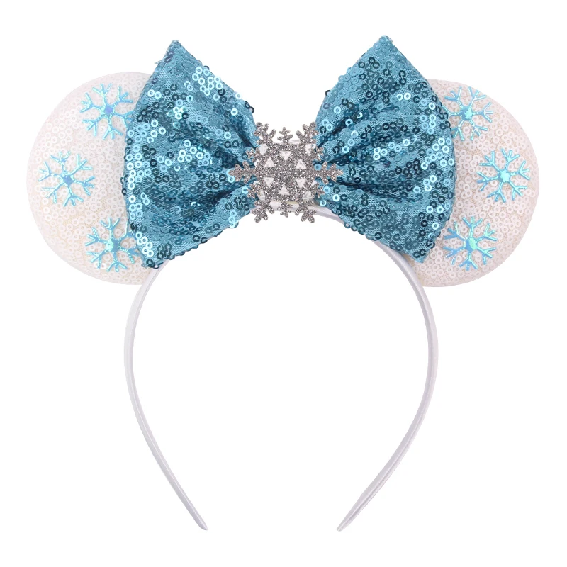 

2024 Cute Christmas Mouse Ears Headband 5‘’Sequins Bow Hairband For Girls Festival Party Cosplay DIY Hair Accessories Women Gift