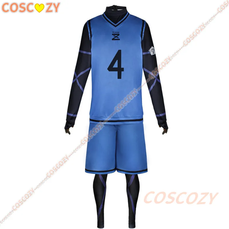 Anime Blue Lock No.4 Voetbal Jersey Isagi Yoichi Cosplay Kostuum Pruik Chigiri Hyouma Sportkleding Team Z No.4 Bachira Meguru Mannen