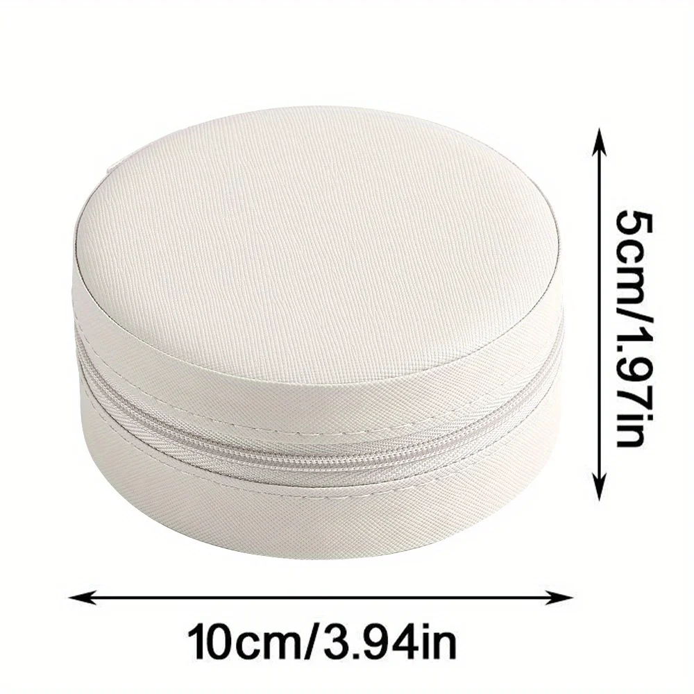 Portable Round Jewelry Case Large Capacity Jewellery Box Waterproof Storage Organizer Box Dustproof Light Wreath Letter Pattern