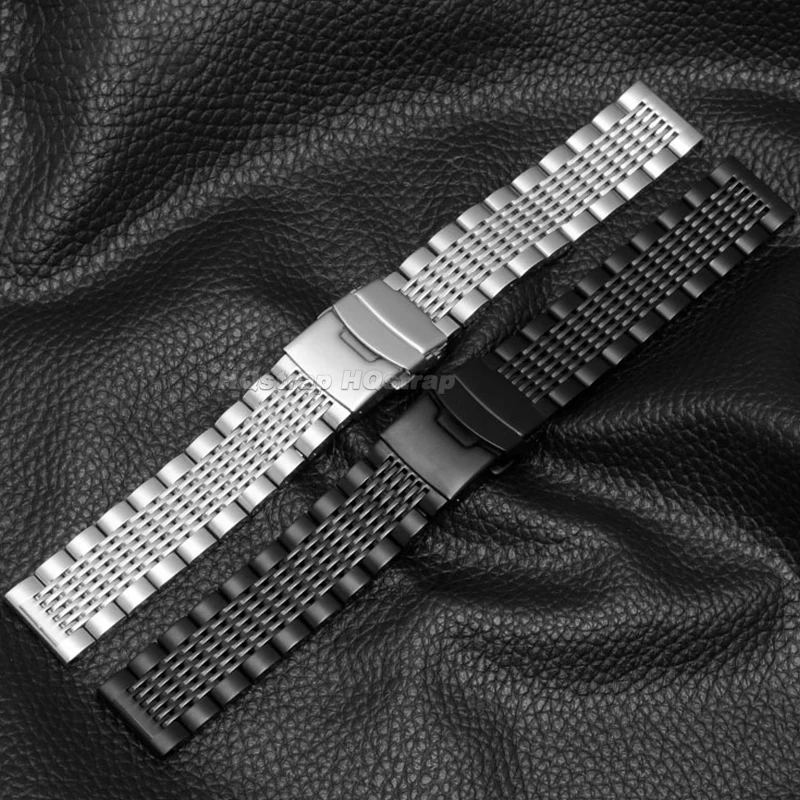 الصلبة الفولاذ المقاوم للصدأ حزام 18 مللي متر 20 مللي متر 22 مللي متر 24 مللي متر المعادن الفرقة ل Seiko الغوص شبكة سوار للطي مشبك العالمي معصمه