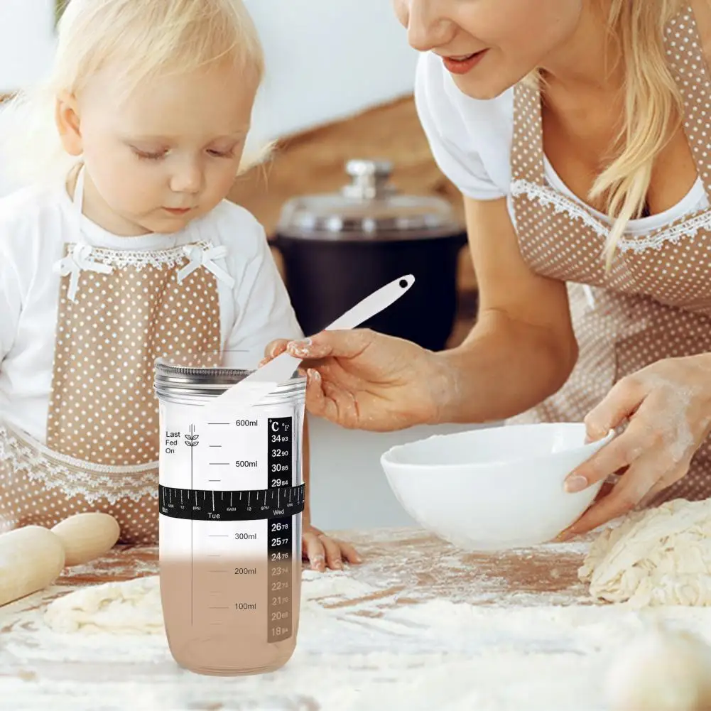 One-handed Operation Sourdough Jar Sourdough Starter Jar 750ml Sourdough Starter Glass Jar with Lid Precise Scale Bread