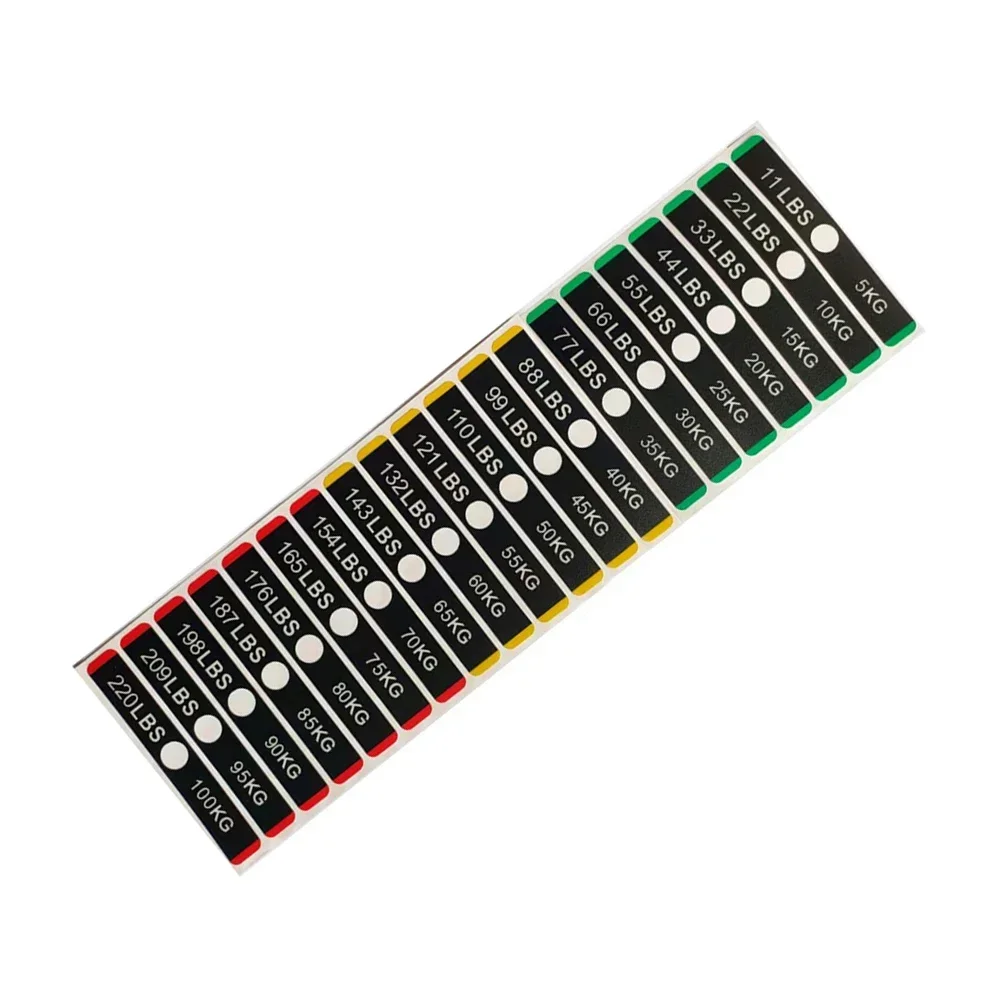 Traceless Removable Gym Weight Stickers 11lbs-220lbs Equipment Labels Sweat-Resistant PP For Dumbbells Barbells Tension Ropes