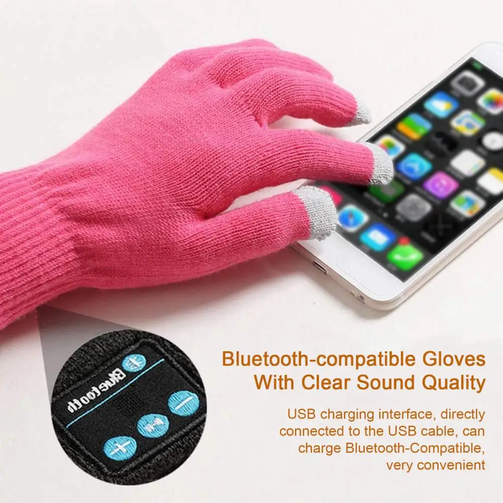 

Bluetooth compatible Gloves For Women Men Winter Knit Mittens Clear Sound Winter Warm Cycling Gloves for Music Call