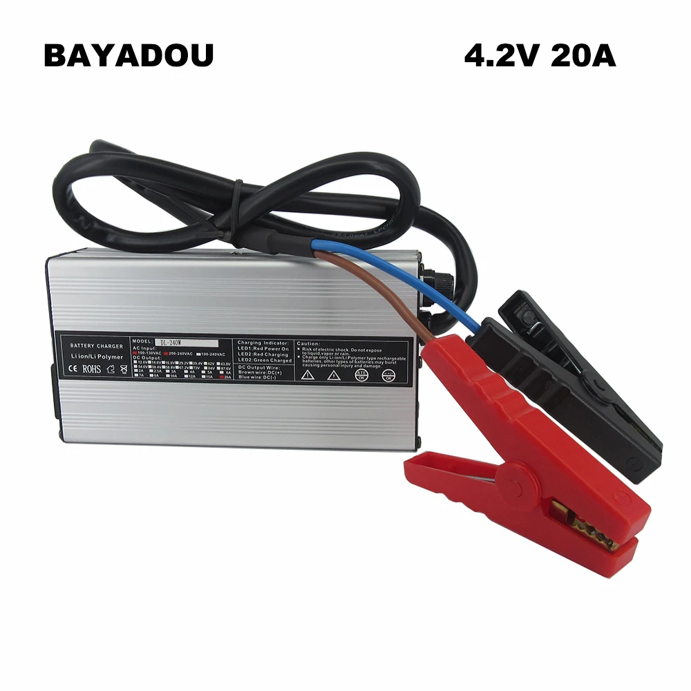 

4.2V 20A Li ion Fast Charger 1S 3.6V / 3.7V 100AH 200AH Lithium Lipo Energy Storage RV EV Boat Battery Cell Charger