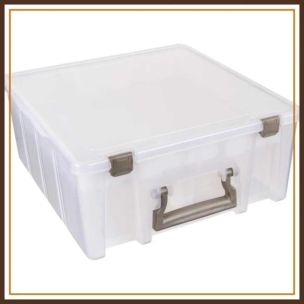 

Double Deep Storage Container with Lift-Out Tray, Portable Arts & Crafts Organizer, Removable Dividers, Clear