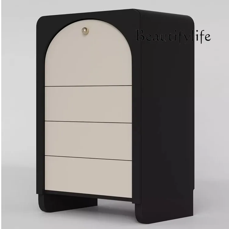 

French retro high-end creative living room six chest cabinet bedroom art black locker