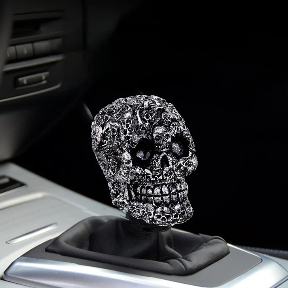 مقبض ناقل الحركة العالمي لجمجمة الهالوين - ملحق تعديل السيارة القوطية الرائعة من مادة الراتنج #1